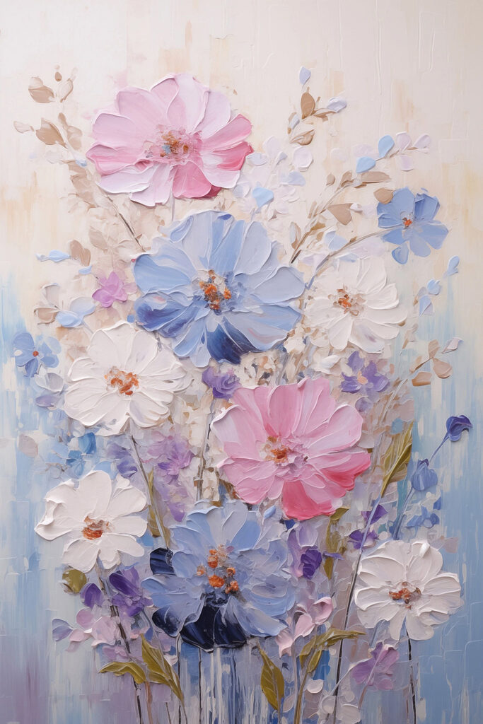 Painting of flowers on a white surface