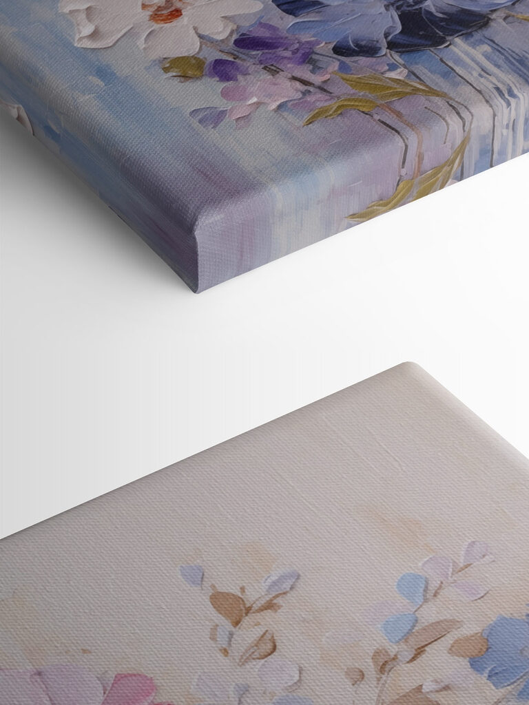 Painting of flowers on a white surface