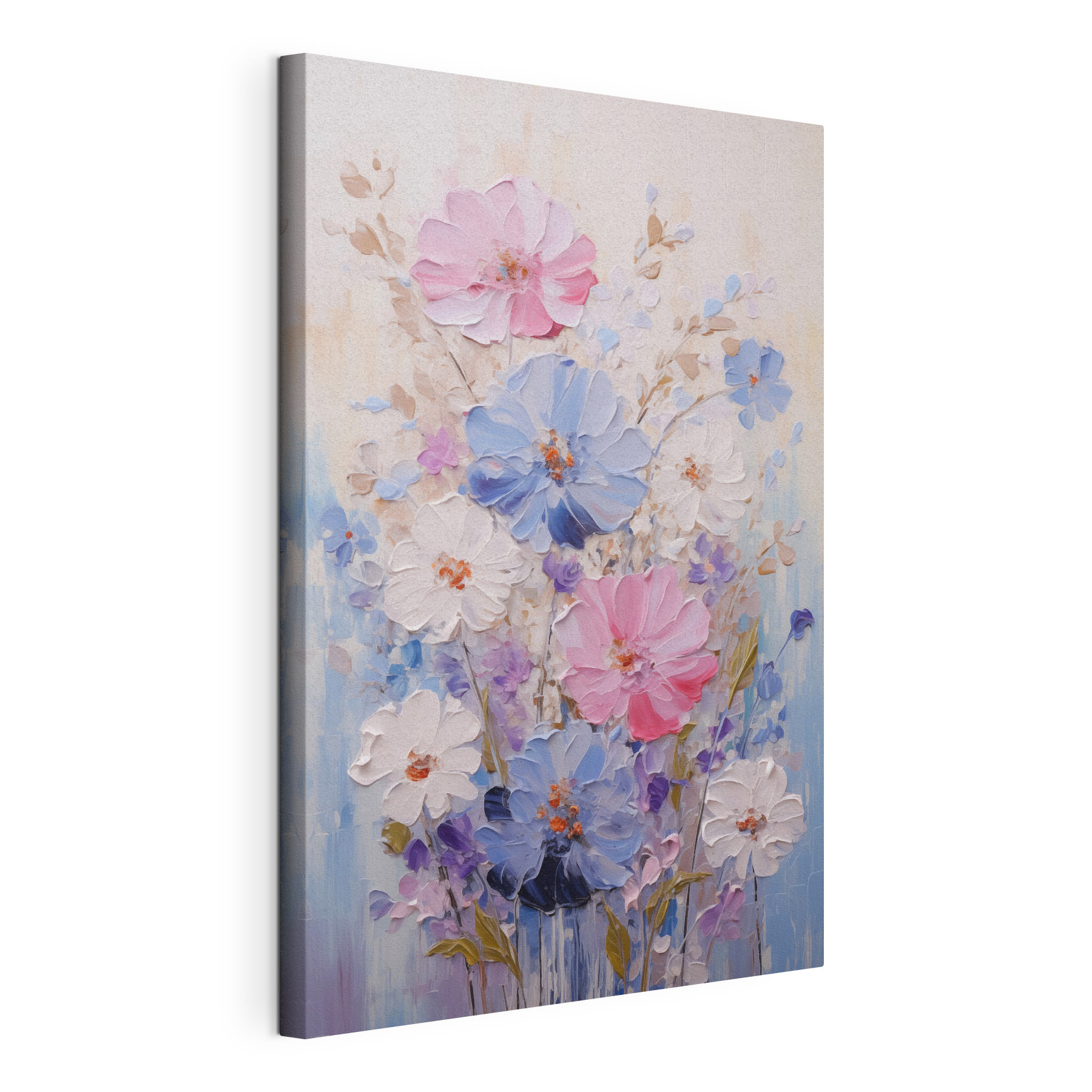 Painting of flowers on a white surface