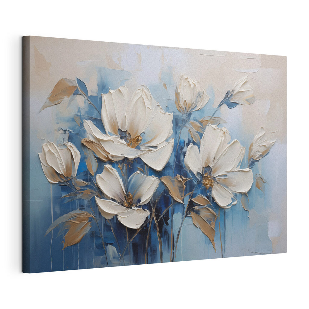 Painting of flowers on a blue background Painting of flowers on a blue background