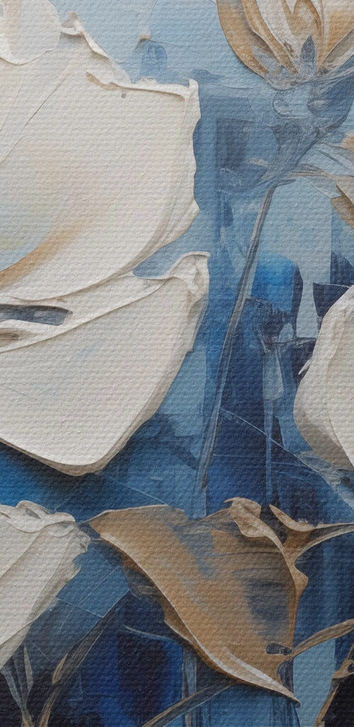 Painting of flowers on a blue background Painting of flowers on a blue background