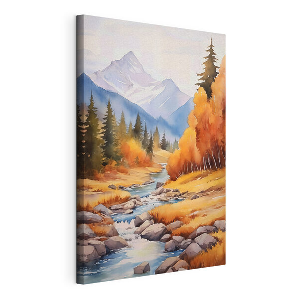 Tablouri Pictură în acuarelă reprezentând un râu care curge prin pădure (SKU: s46187) Tablouri Tablouri Pictură în acuarelă reprezentând un râu care curge prin pădure (SKU: s46187)