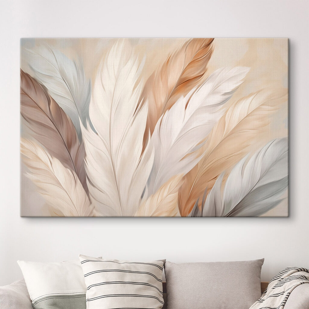 Group of feathers in different colors