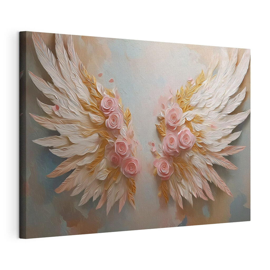 Pink and white wings with flowers Pink and white wings with flowers
