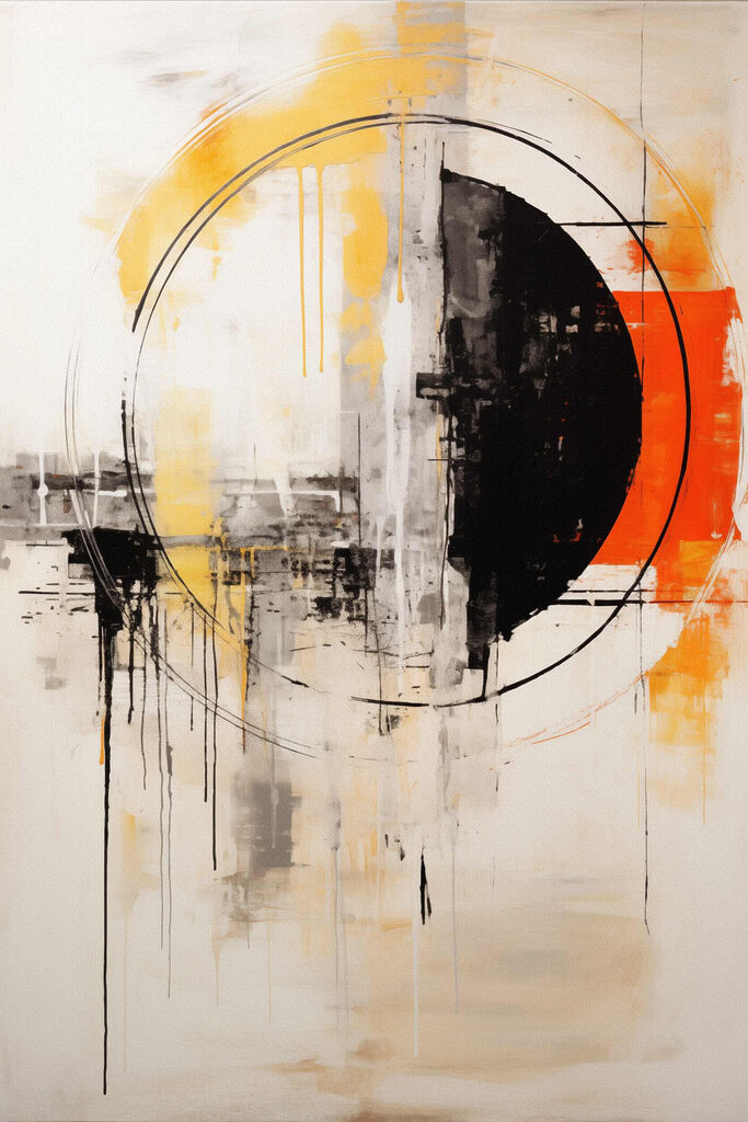 Painting of a circle and a black circle Painting of a circle and a black circle