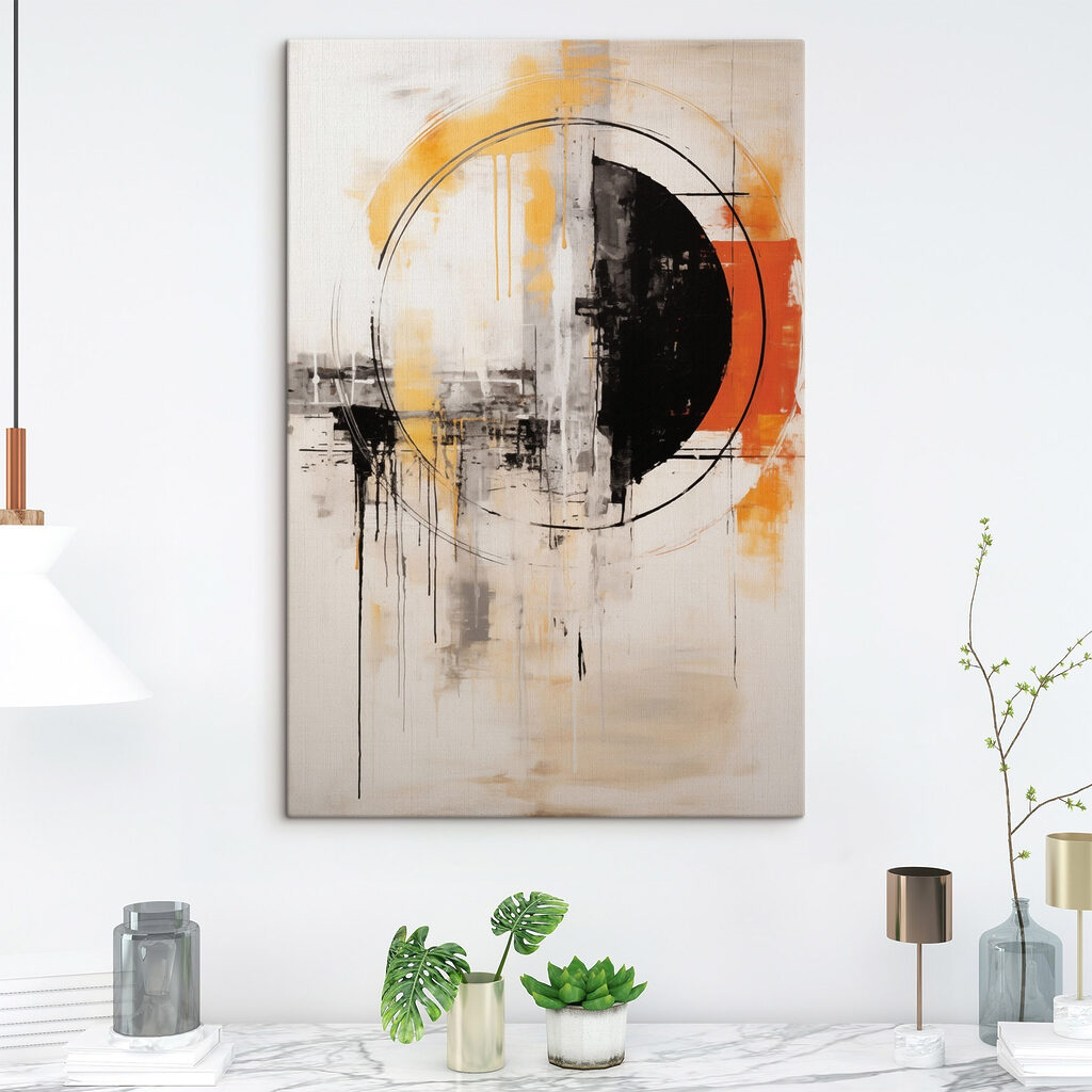 Painting of a circle and a black circle Painting of a circle and a black circle
