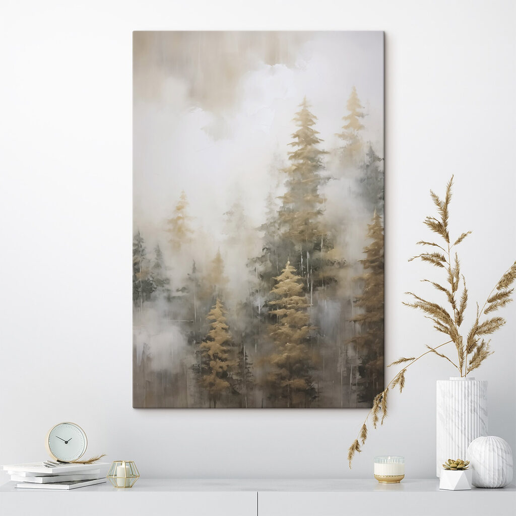 Foggy forest with trees Foggy forest with trees