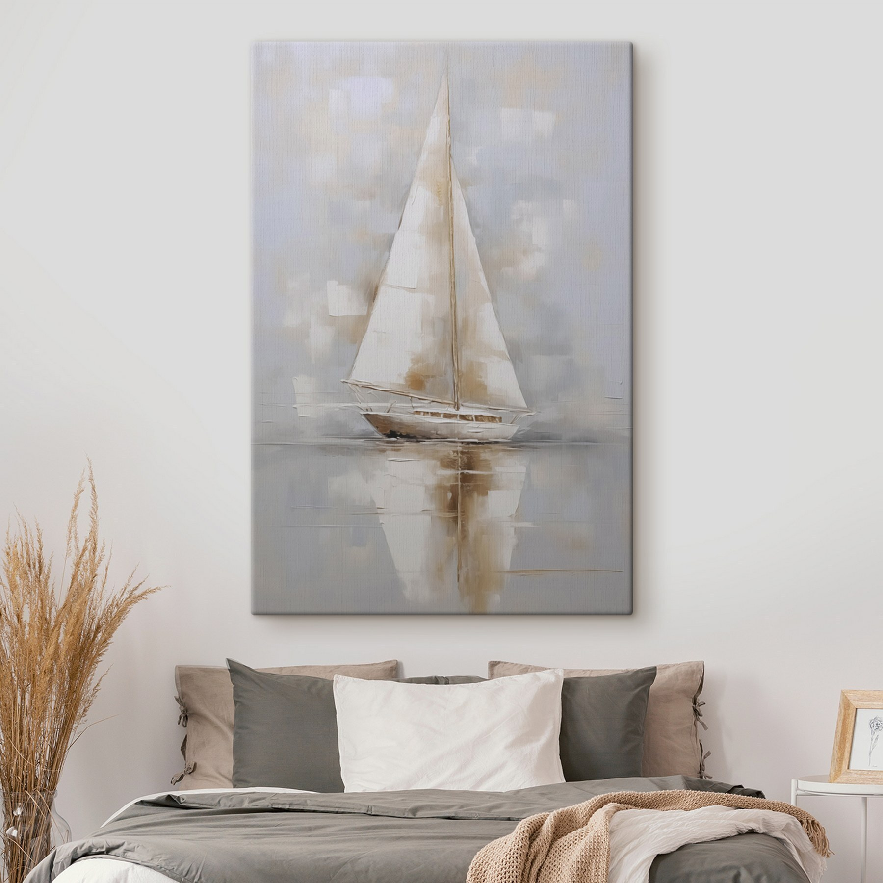 Painting of a sailboat on water