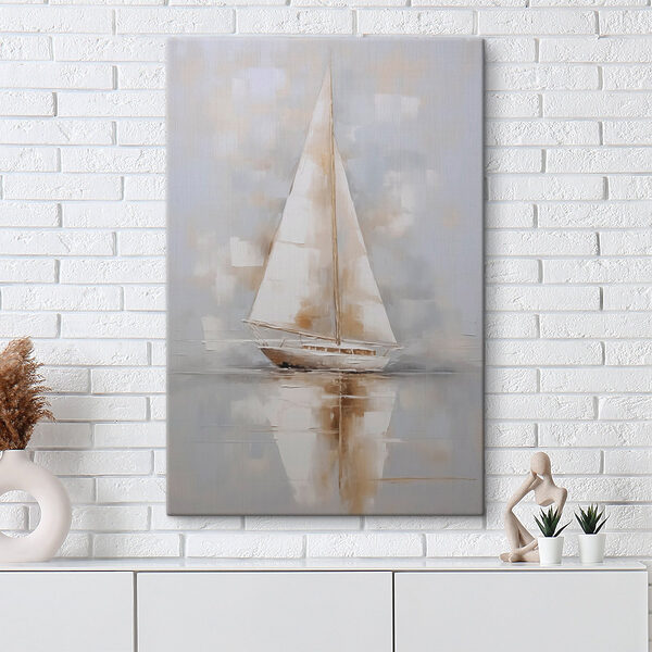 Painting of a sailboat on water