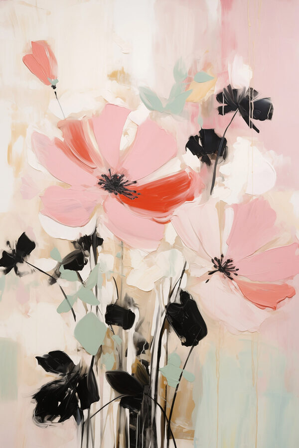 Painting of flowers on a white surface