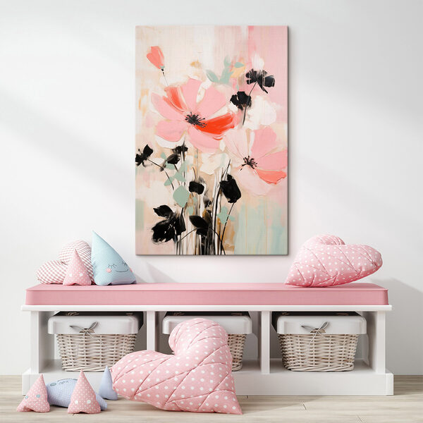 Painting of flowers on a white surface