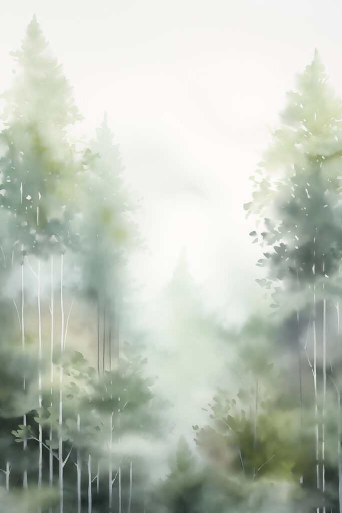 Painting of trees in the fog Painting of trees in the fog