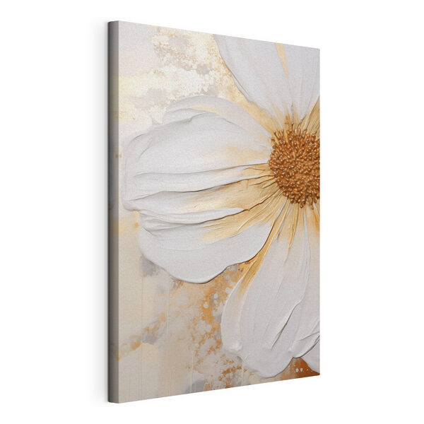 Tablouri Floare mare, albă, cu accente aurii (SKU: s46692) Tablouri Tablouri Floare mare, albă, cu accente aurii (SKU: s46692)