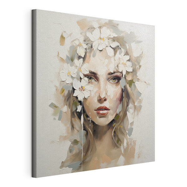 Painting of a woman with flowers on her head