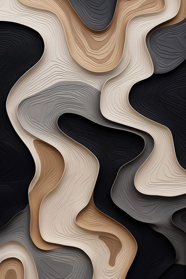 Flowing shapes in warm, neutral tones