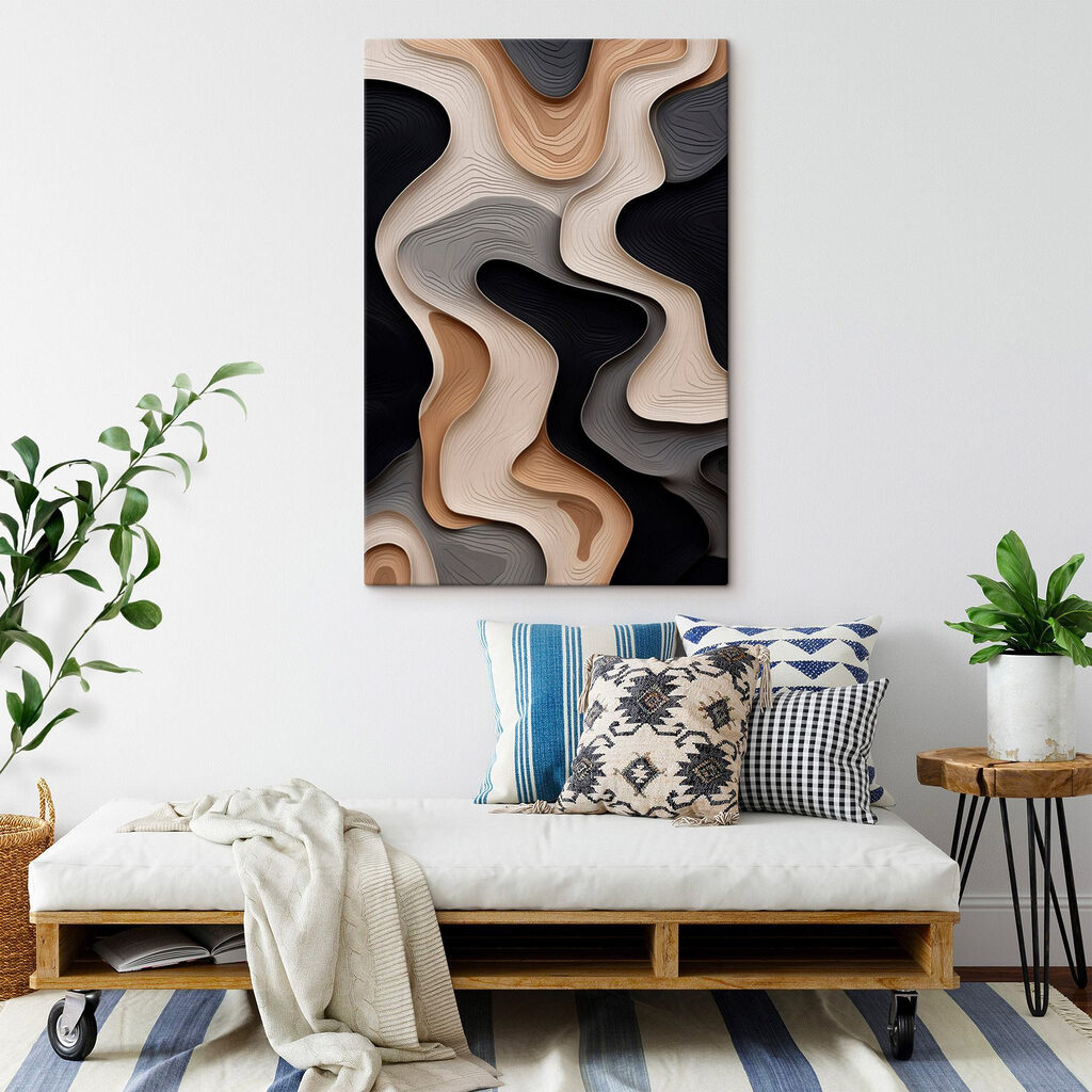 Flowing shapes in warm, neutral tones