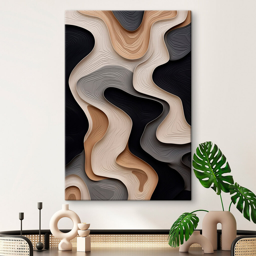 Flowing shapes in warm, neutral tones