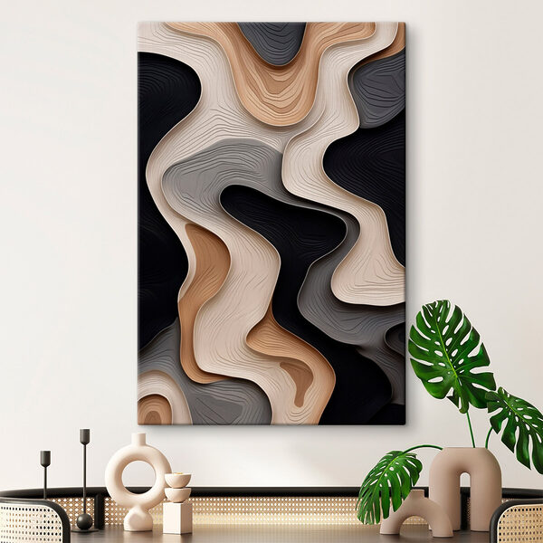 Flowing shapes in warm, neutral tones