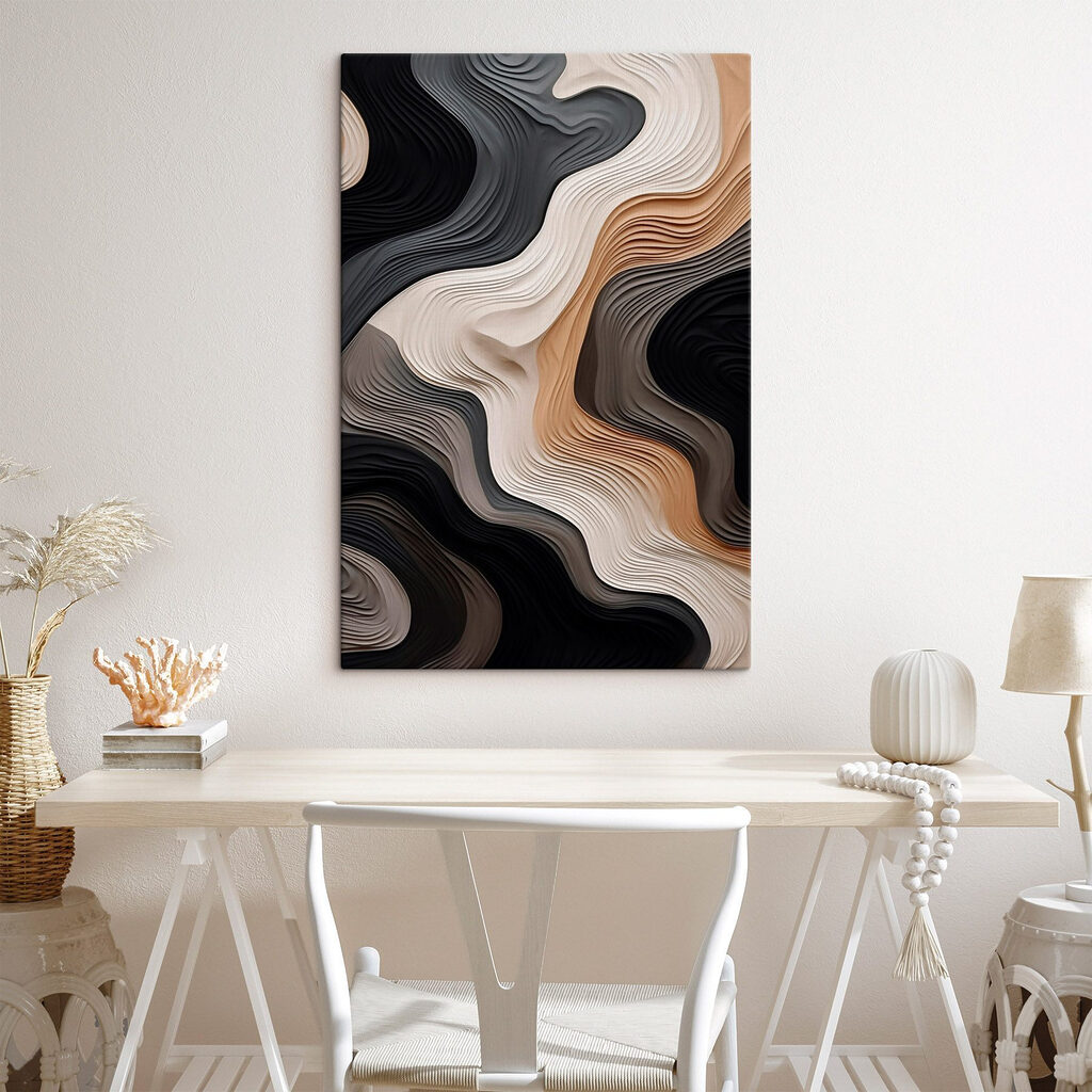 Black and white and brown wavy lines