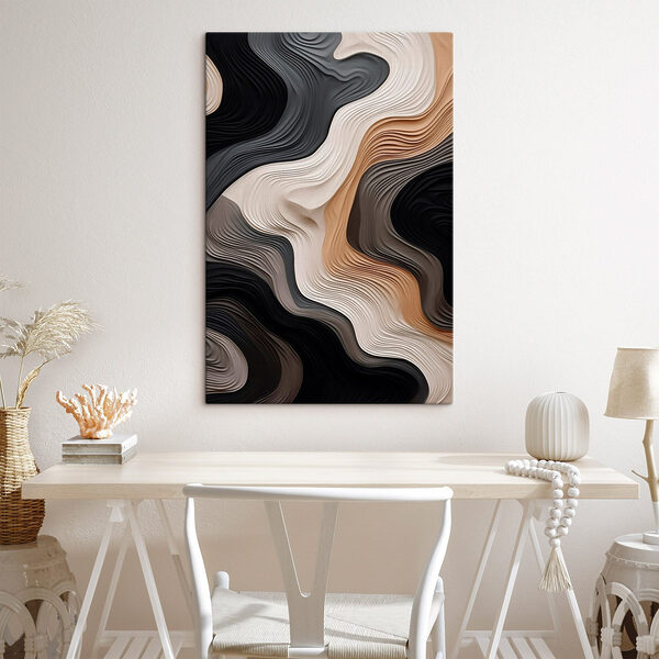 Black and white and brown wavy lines