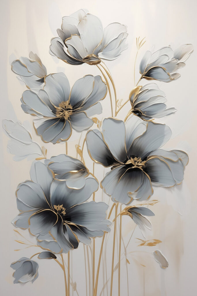 Painting of flowers on a white surface