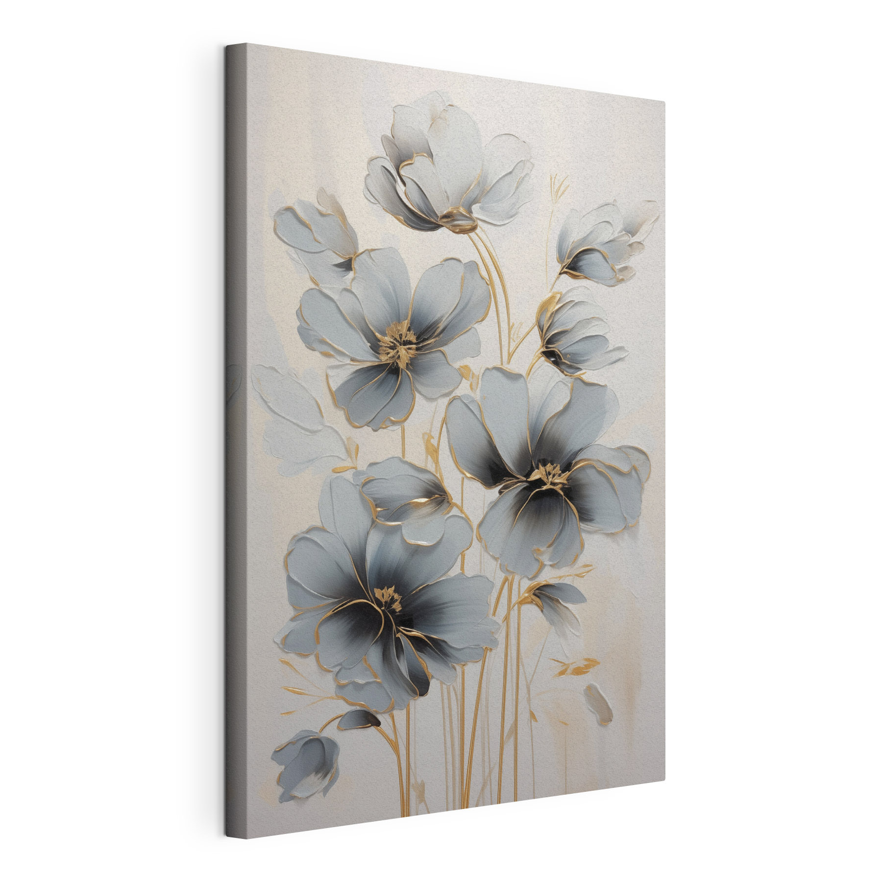 Painting of flowers on a white surface