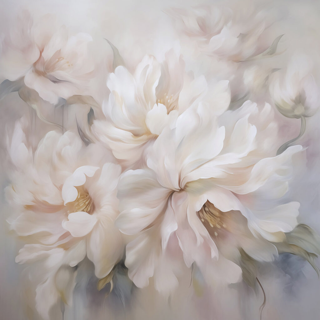 Painting of flowers on a white background Painting of flowers on a white background