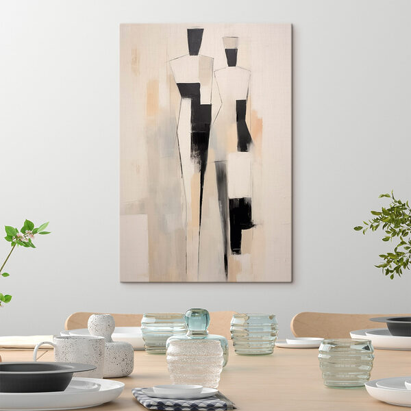 Painting of a person in black and white