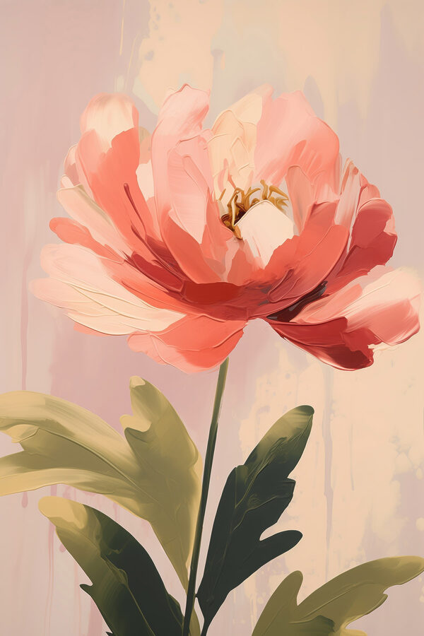 Soft pink bloom with lush leaves