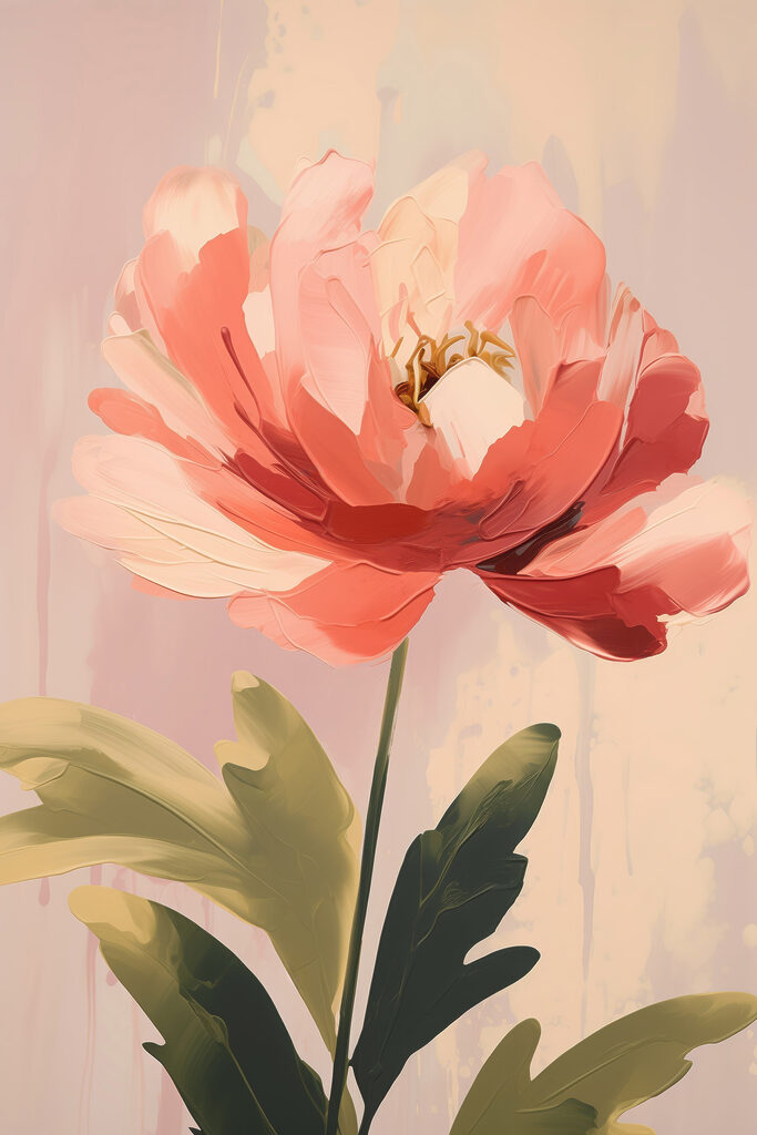 Soft pink bloom with lush leaves