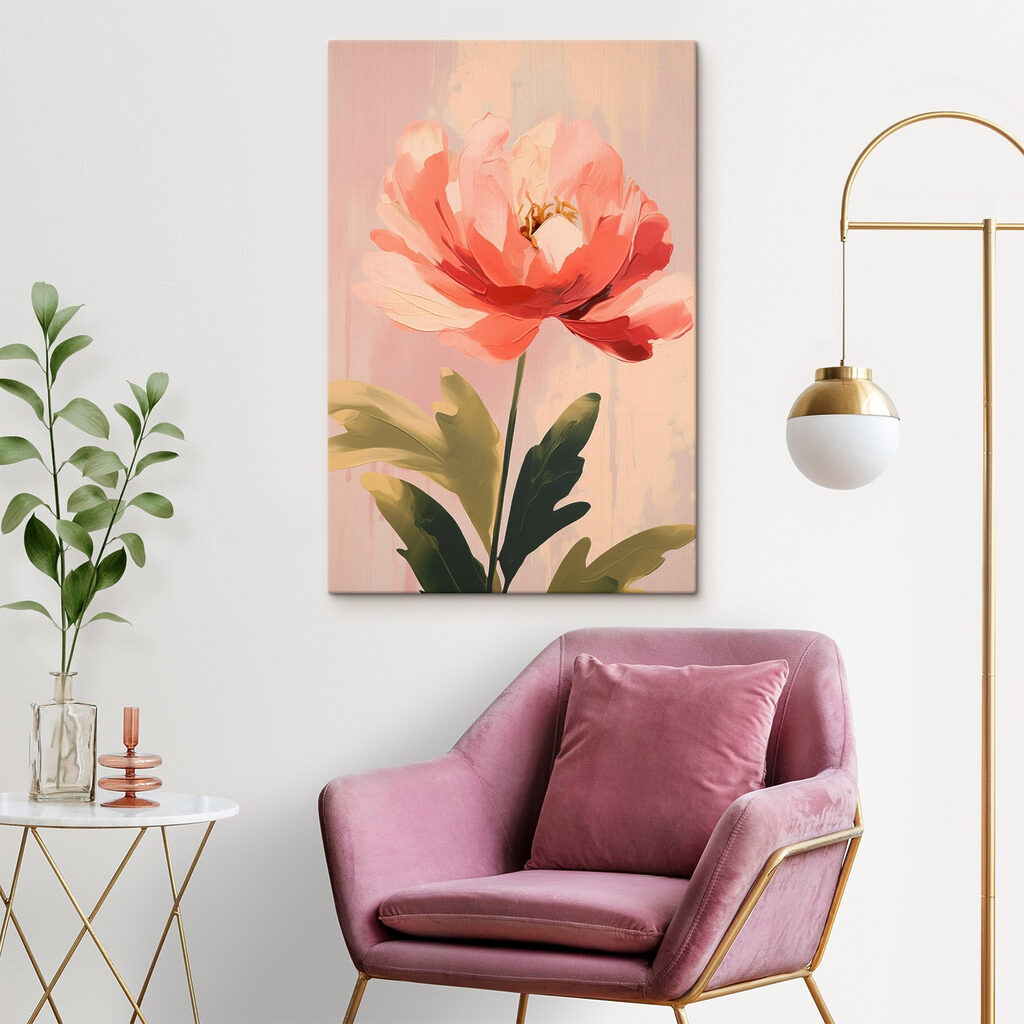 Soft pink bloom with lush leaves