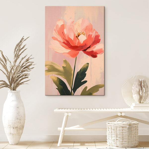Soft pink bloom with lush leaves