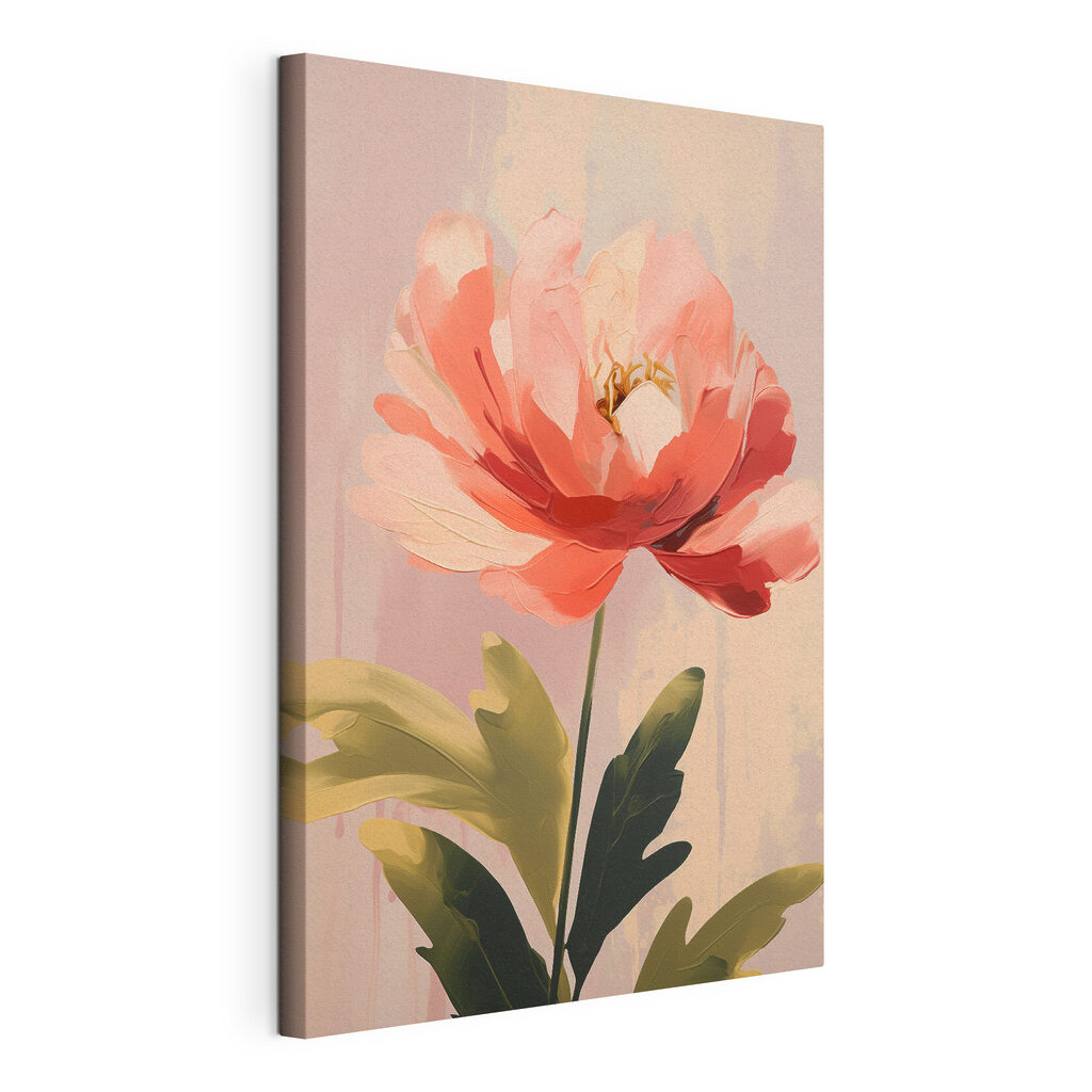 Soft pink bloom with lush leaves
