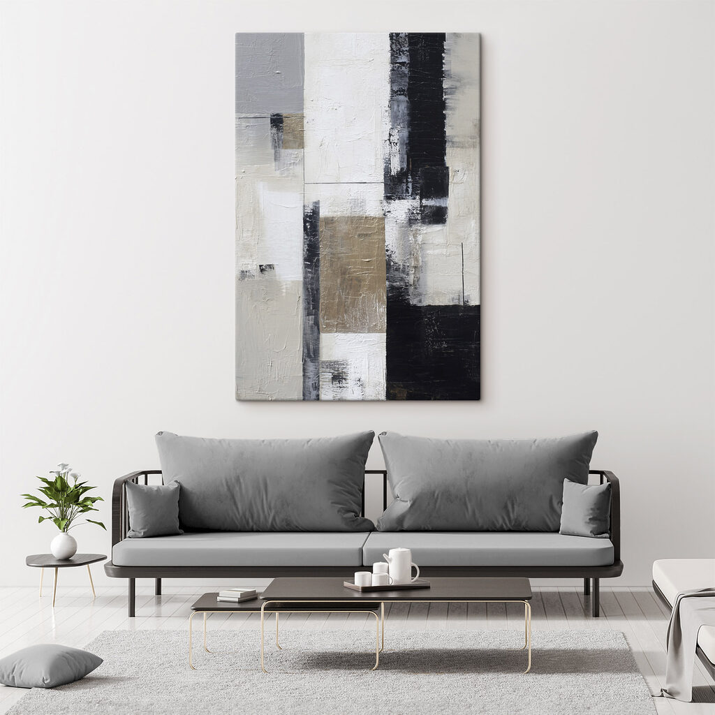 Painting of a white and black rectangular object