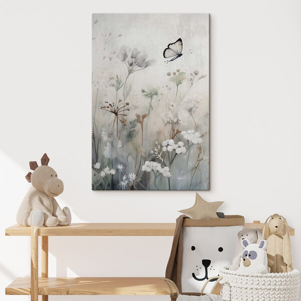 Tablouri Tablouri Fluture zburând deasupra florilor (SKU: s46897)