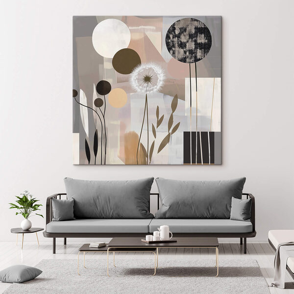 Tablouri Tablouri Pictură cu flori și forme geometrice (SKU: s47775)