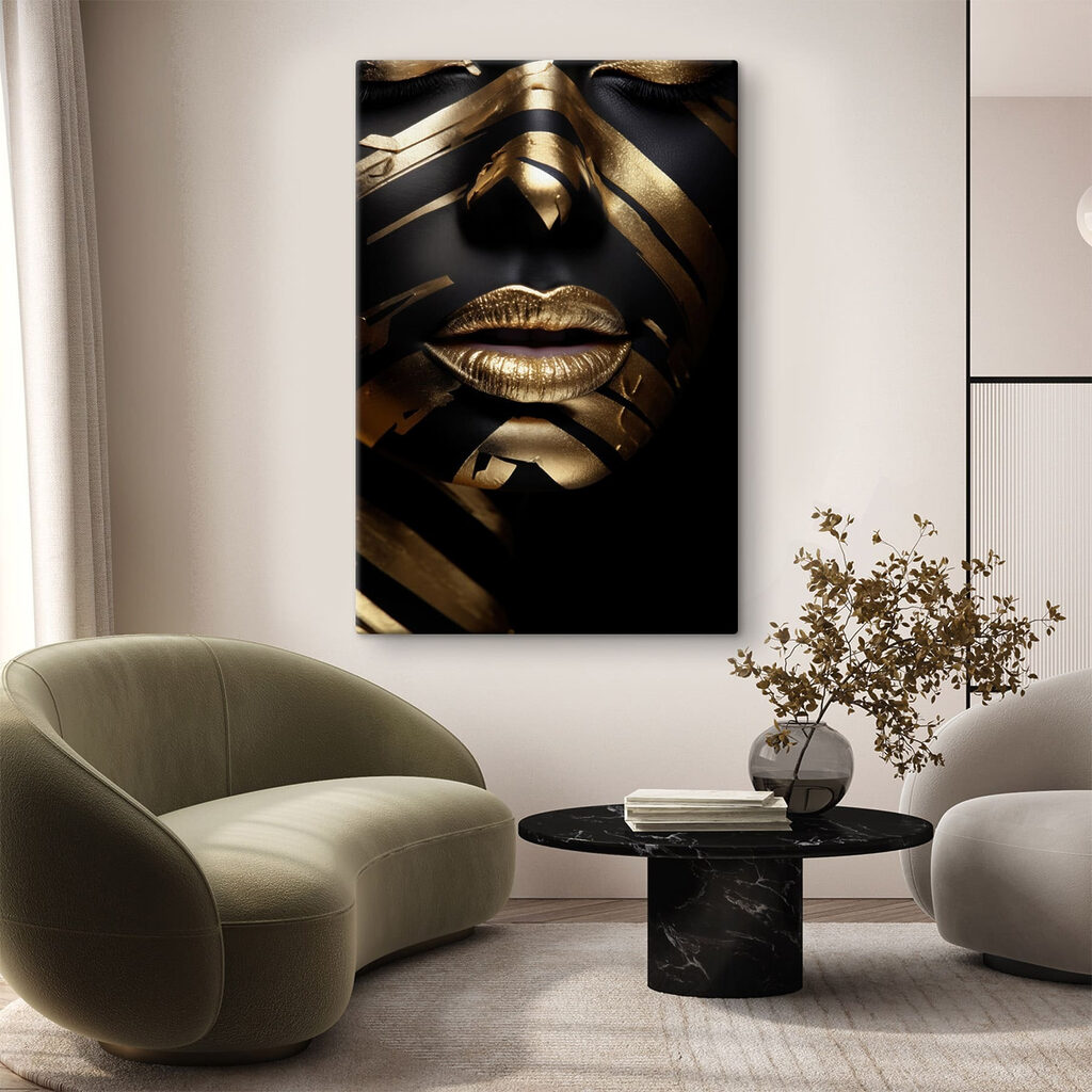 - Striking face art and bold lines