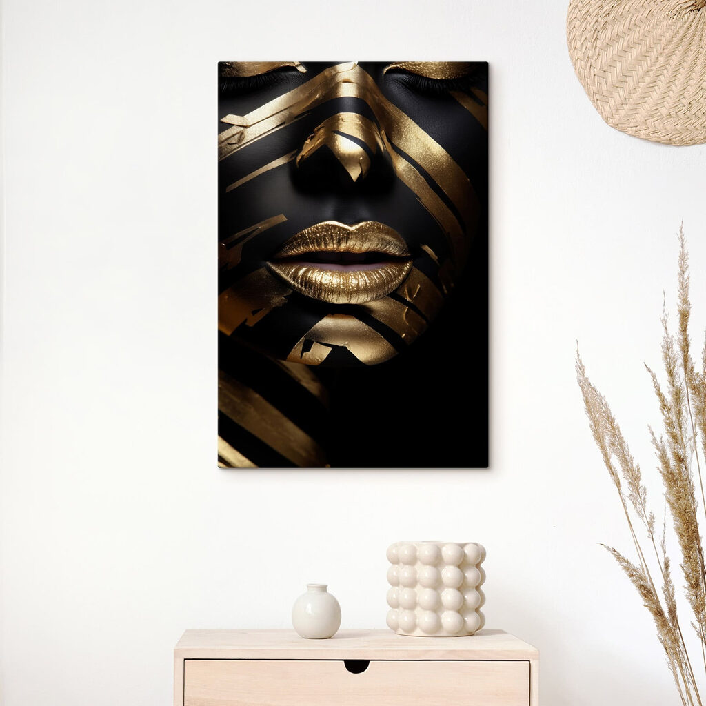 - Striking face art and bold lines