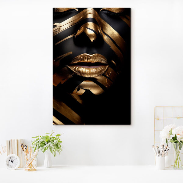 - Striking face art and bold lines