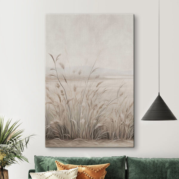 Field of grass with a foggy sky