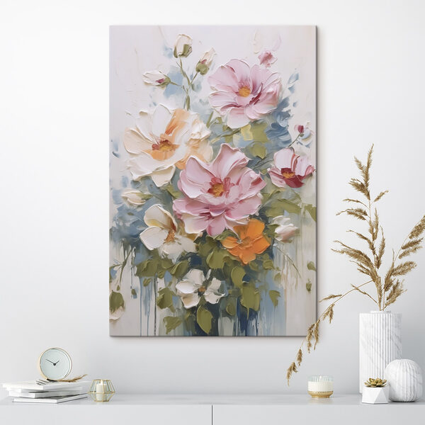 Tablouri Pictură cu flori pe o suprafață albă (SKU: s48057) Tablouri Tablouri Pictură cu flori pe o suprafață albă (SKU: s48057)