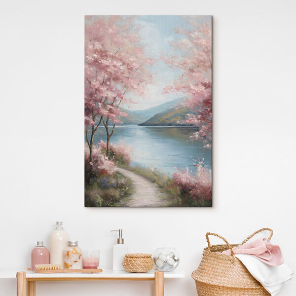 Tablouri Tablou reprezentând un lac cu flori roz (SKU: s48290) Tablouri Tablouri Tablou reprezentând un lac cu flori roz (SKU: s48290)