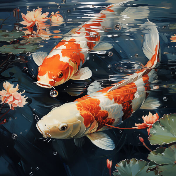 Two fish swimming in water Two fish swimming in water