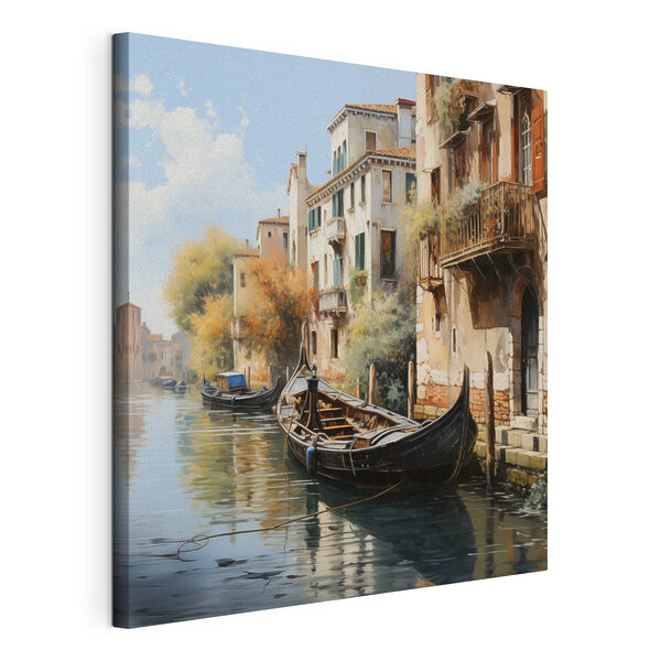 Tablouri Tablouri O barcă pe un canal, lângă clădiri (SKU: s49636)