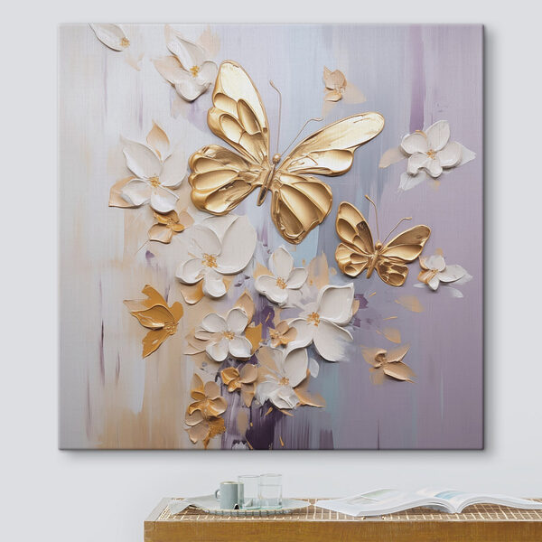 Tablouri Pictură cu fluturi și flori (SKU: s46828) Tablouri Tablouri Pictură cu fluturi și flori (SKU: s46828)