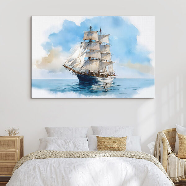 Tablouri Tablouri Acuarelă reprezentând o navă pe ocean (SKU: s49421)
