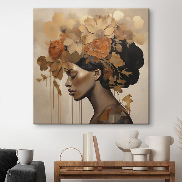 Painting of a woman with flowers in her hair