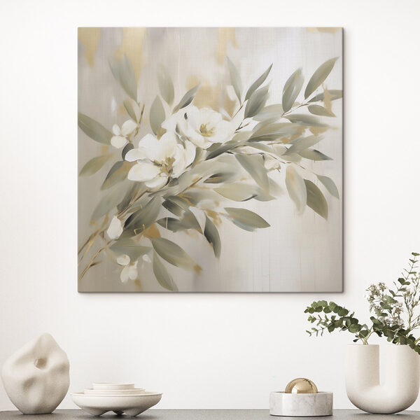 Tablouri Pictură cu flori și frunze (SKU: s49394) Tablouri Tablouri Pictură cu flori și frunze (SKU: s49394)