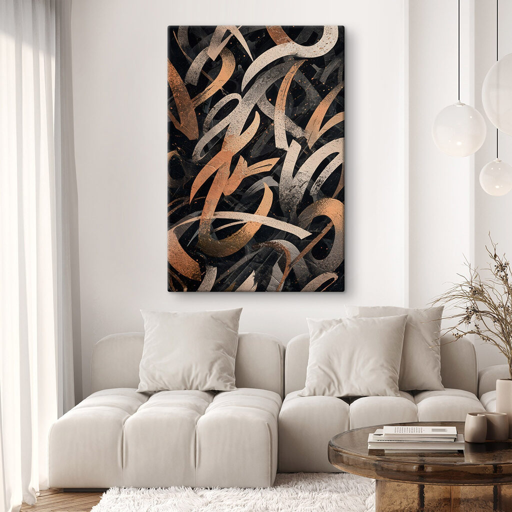 Black and orange brush strokes