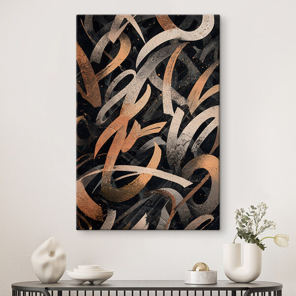 Tablouri Black and orange brush strokes (SKU: s49246)